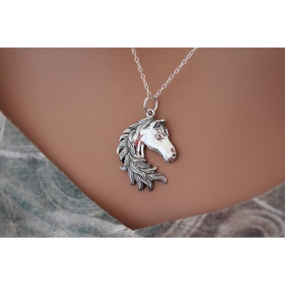 Sterling Silver Horse Pendant Necklace - Picture 1 of 3